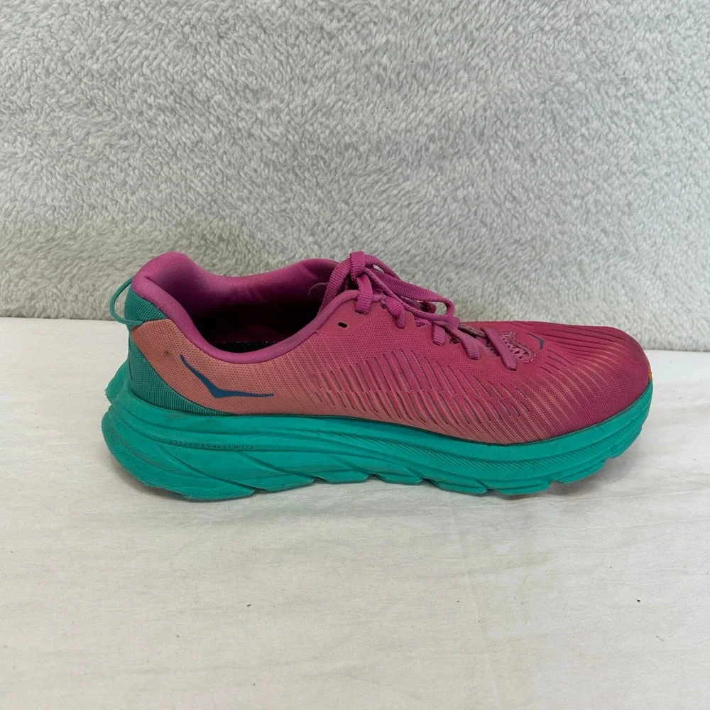 Hoka‎ Rincon 3 Women 6.5B Pink Teal Running Shoes 1119396 PPAT Mesh Athletic